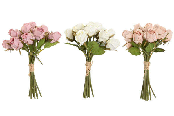 RAMO ROSAS TELA 17X17X28 2 SURT. BLANCA-ROSA
