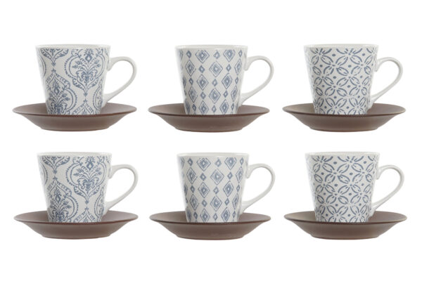 JUEGO DE CAFE 6 TAZAS GRES LINEA AZULEJOS