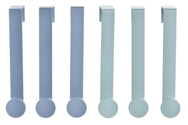 PERCHERO COLGANTE DE PUERTA SET 3 METAL AZUL 2X5X17