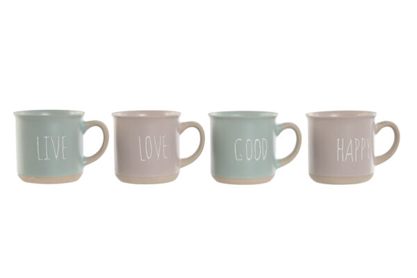 SET 4 TAZAS GRES PASTEL 355ML